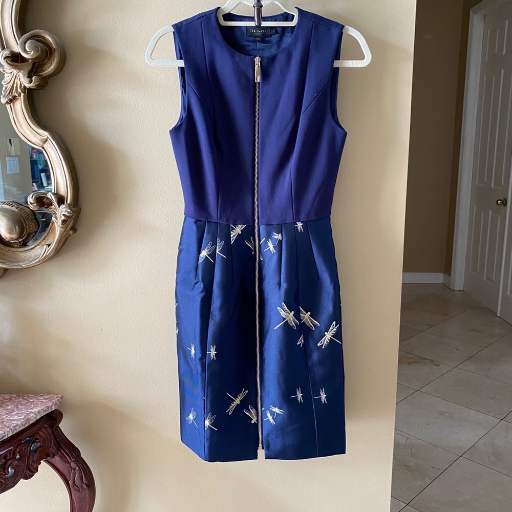 Ted Baker Adellu Fit & Flare Navy Dragonfly dress